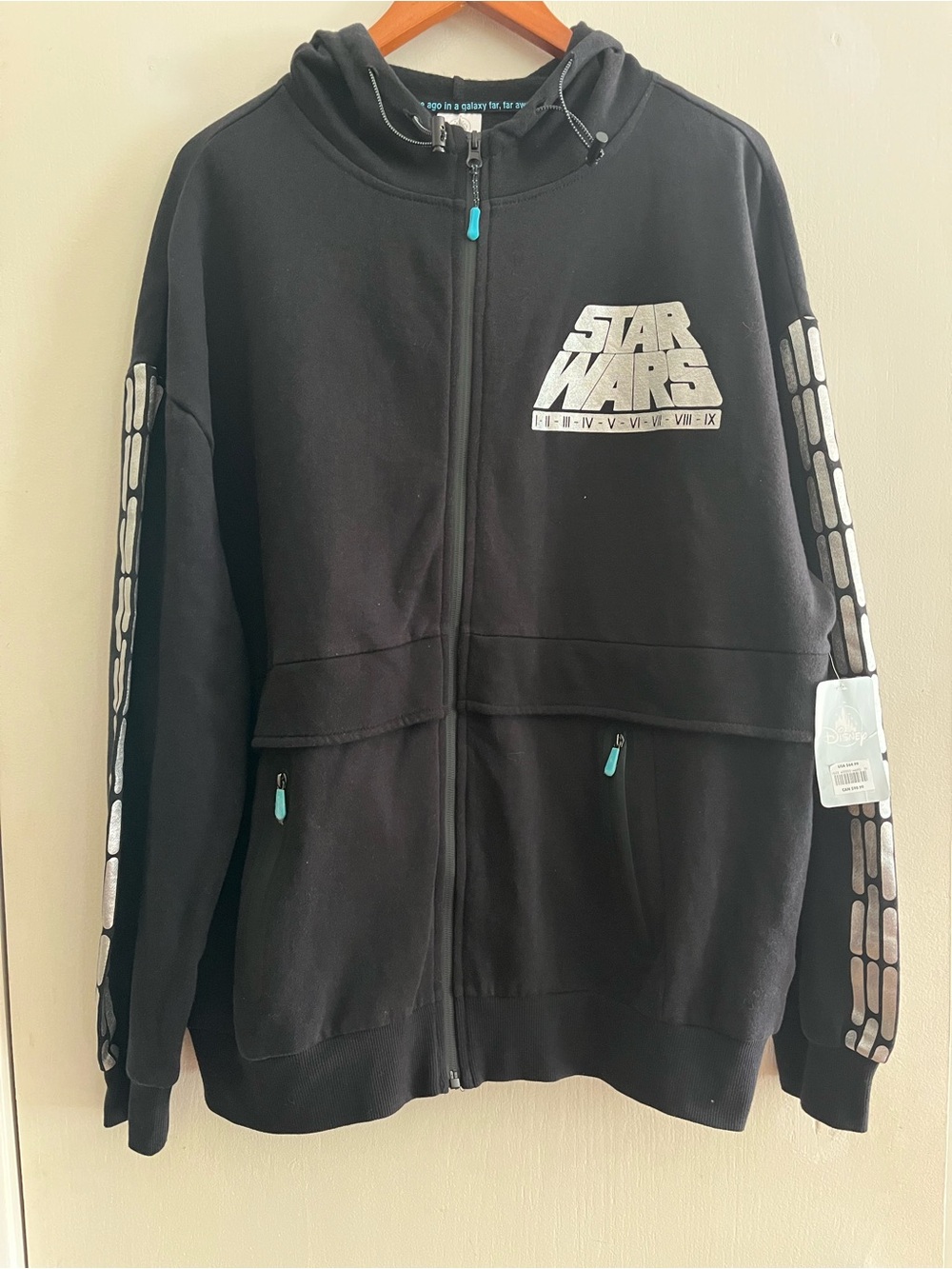 NWT Star Wars Disney Zip Front Hoodie 
In a Galaxy Far Far Away Size L